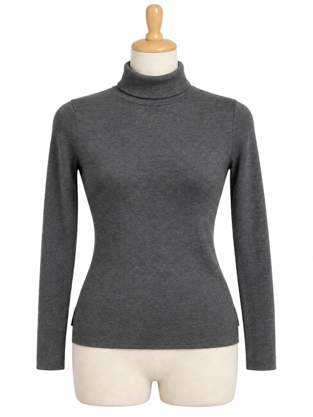 Ambiance Charcoal Gray Fitted Turtleneck Sweater